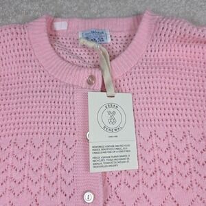 Vintage Styled By Rose Sweater Womens Small Pink Open Knit Cardigan Button USA